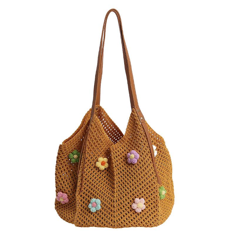 

Lazy wind flower woven bag women s 2025 new shoulder bag large capacity tote bag large bag жёлтый