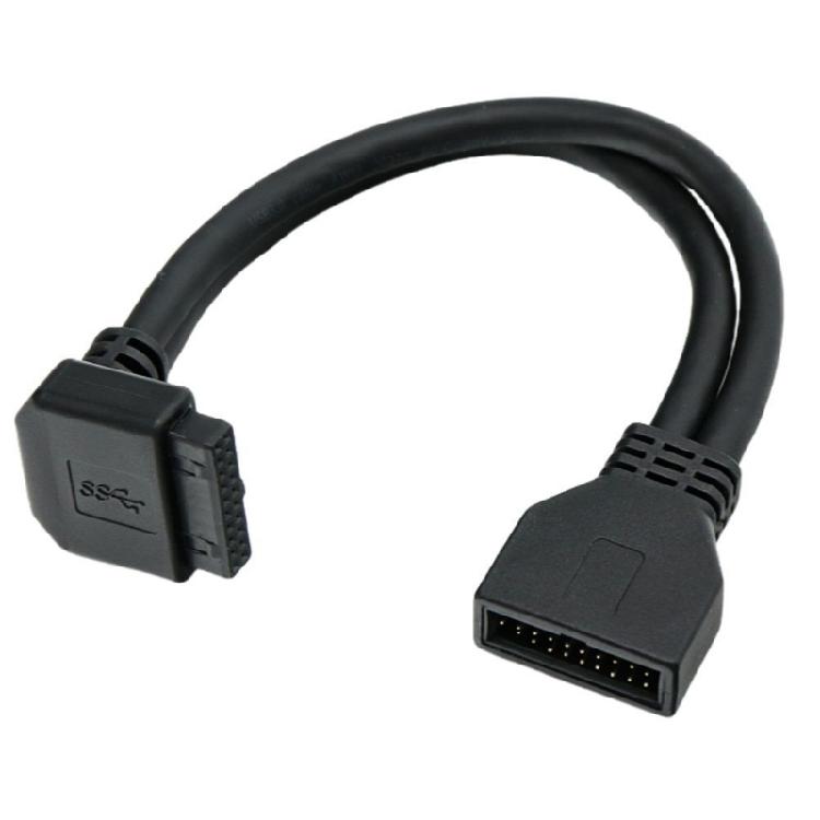 Fast Speed USB3.0 Internal Cable 19Pin 20Pin Right Angled Connector Shielding Flexible PVC For Desktop Motherboards