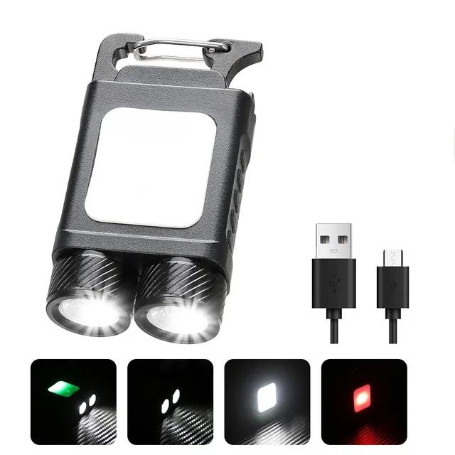 Mini Multifunctional EDC Keychain Flashlight USB Rechargeable LED Work Light With Pen Clip Tail Magnet Outdoor Emergency Torch