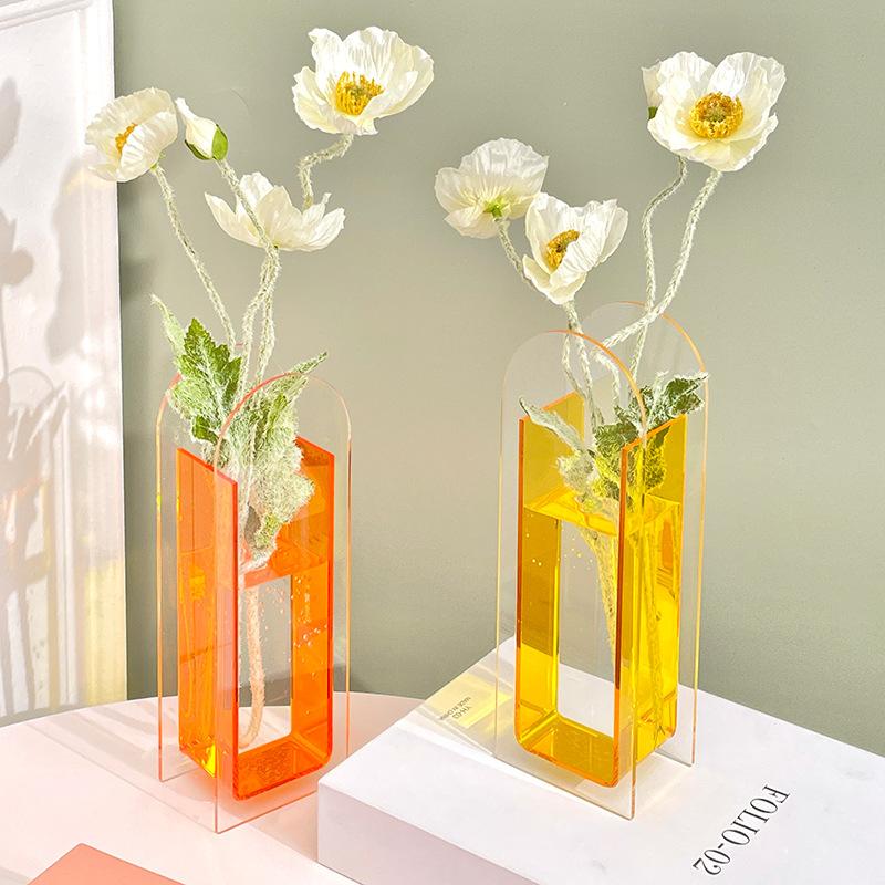 Ins Vase Ornament Acrylic Vase Simple Decoration Transparent Flower Vase Living Room Dining Table Hydroponic Flower Planter