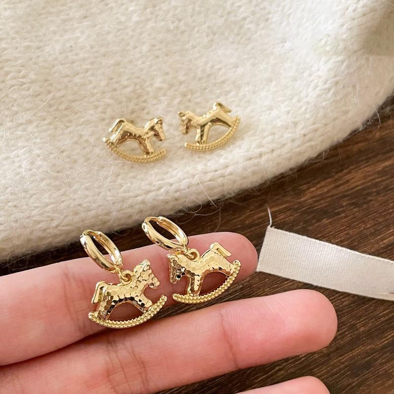 18k Gold Plated Zodiac Horse Earrings - Exquisite, Versatile, and Luxurious Accessories