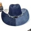 Autumn and Winter Men and Women Splicing Western Cowboy Hat Knight Hat Big Edge Top Hat Jazz Hat