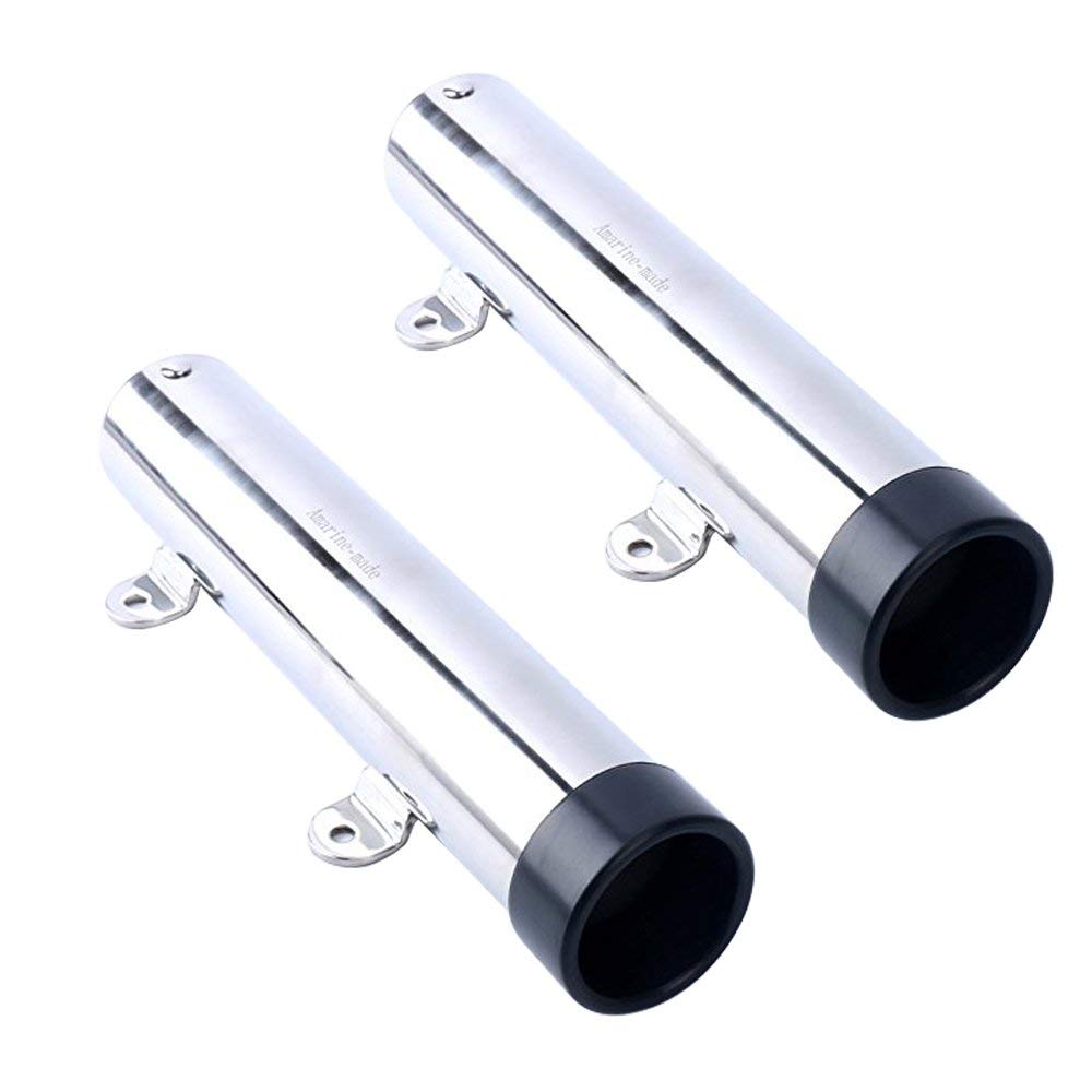 Amarine-made Stainless Steel Rod Holder for Boats, Fishing Rod Stand, Boat Supplies (2 Pieces)