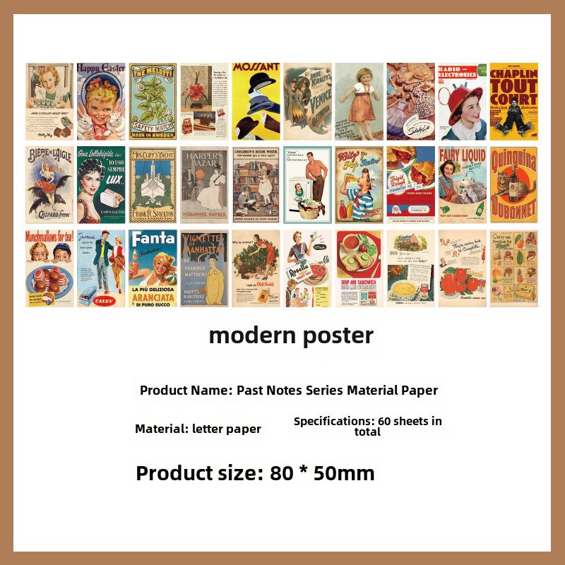 Past Notes Retro Sticker Booklet - Cute & Non-Sticky, 60 Sheets Scrapbooking Paper