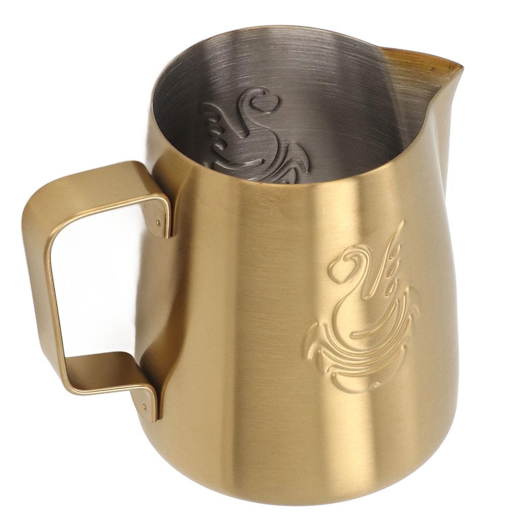 230ml Coffee Steaming Pitcher with Angled Handle Stainless Steel Olecranon Milk Frothing Cup for Latte White