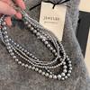 2024 New French High-end Gray Pearl Necklace for Women Fashionable Simple Daily Accessories Party  Birthday Gifts