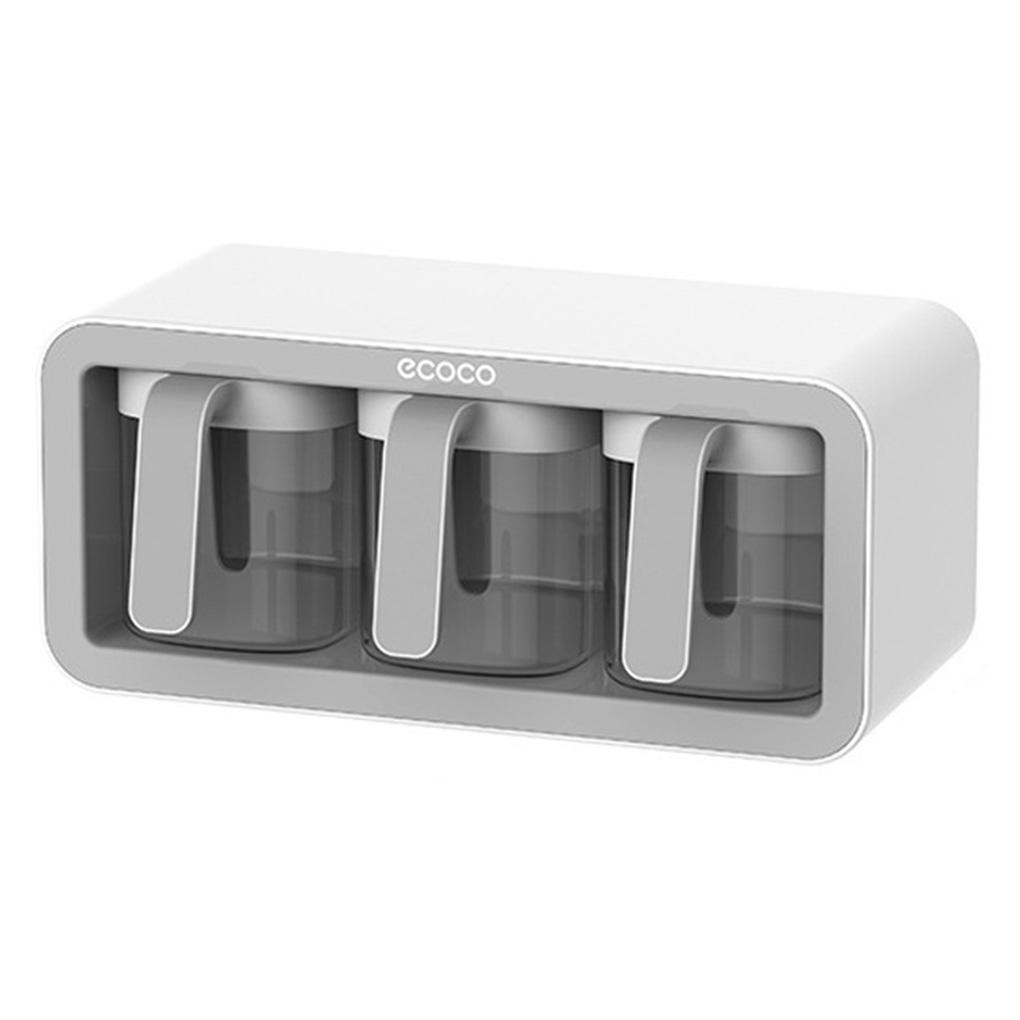 2/3Cups Wall Mount Spice Rack Multi-Grid Sugar Bowl Salt Shaker Seasoning Container Spice Boxes Kitchen Accessories Organizer