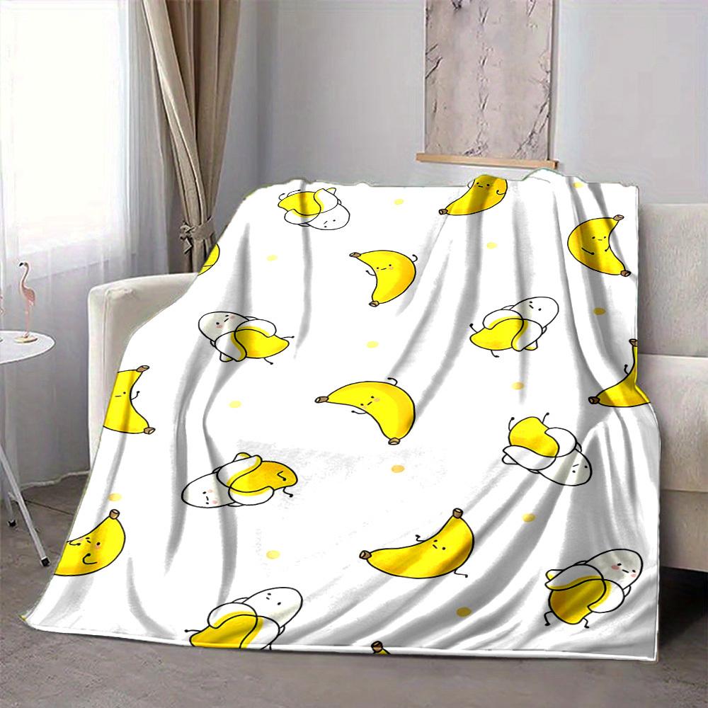 1pc Cute Banana Design Blanket Warm, Cozy, And Soft, Suitable for Sofas, Beds, Cars, And Office Use.Perfect for Camping And Travel, Making It a Great
