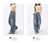 2024 Retro High Waist Wide Leg Jeans - Women's Slimming Loose Fit, Floor-Length Pants