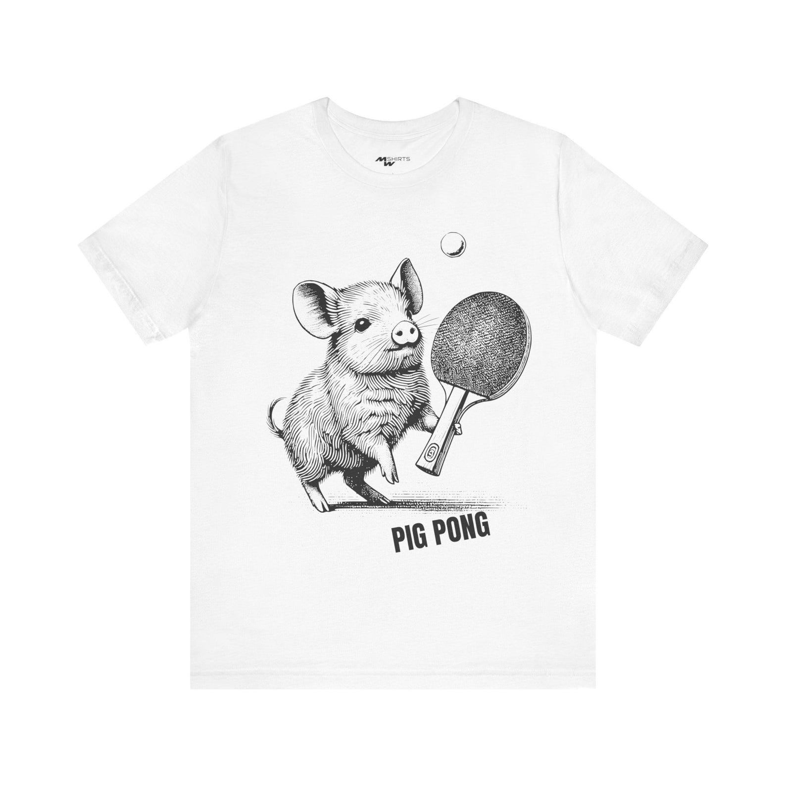 Pig Playing Ping Pong T-Shirt: Quirky Unisex Tee S