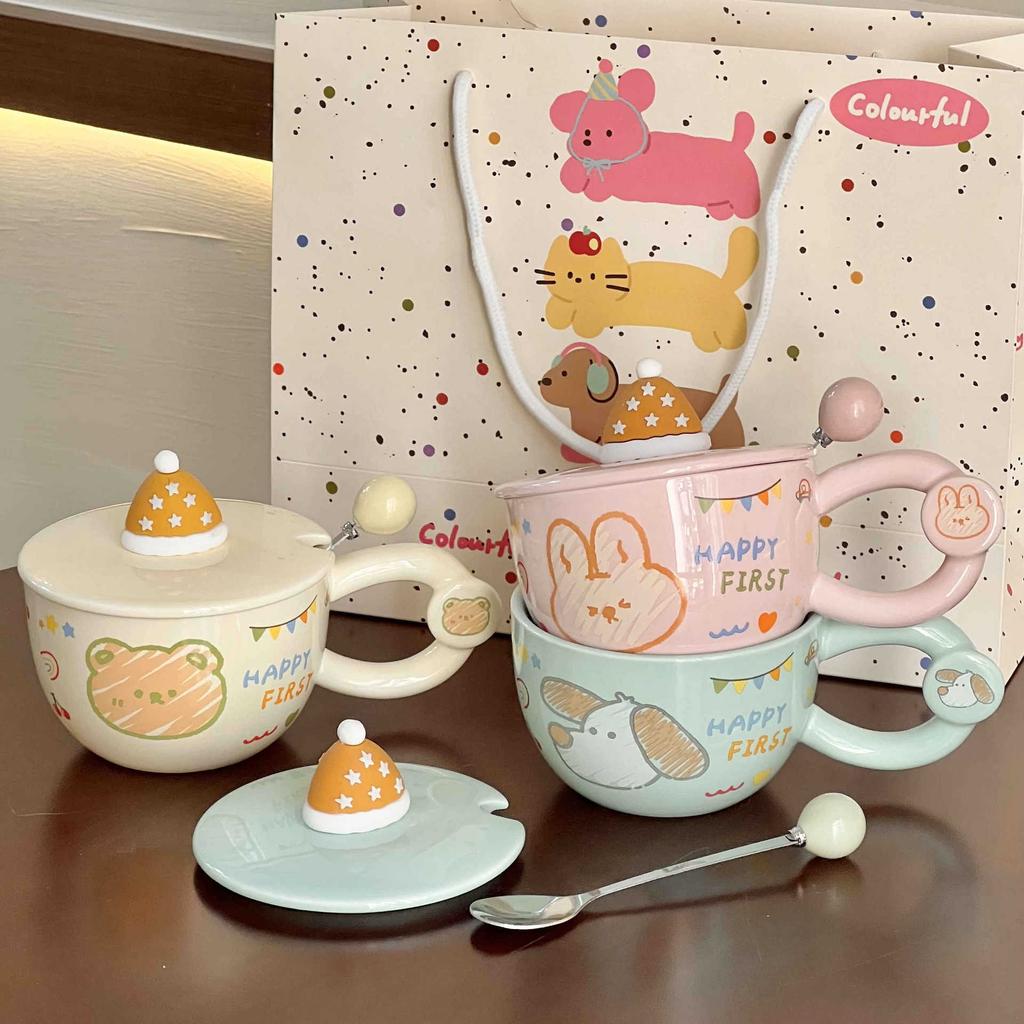 Geburtstagsgeschenke für Mädchen, niedliche kreative Cartoon-Bärentassen, Haushaltskeramiktassen, Souvenirs, Geschenkboxen