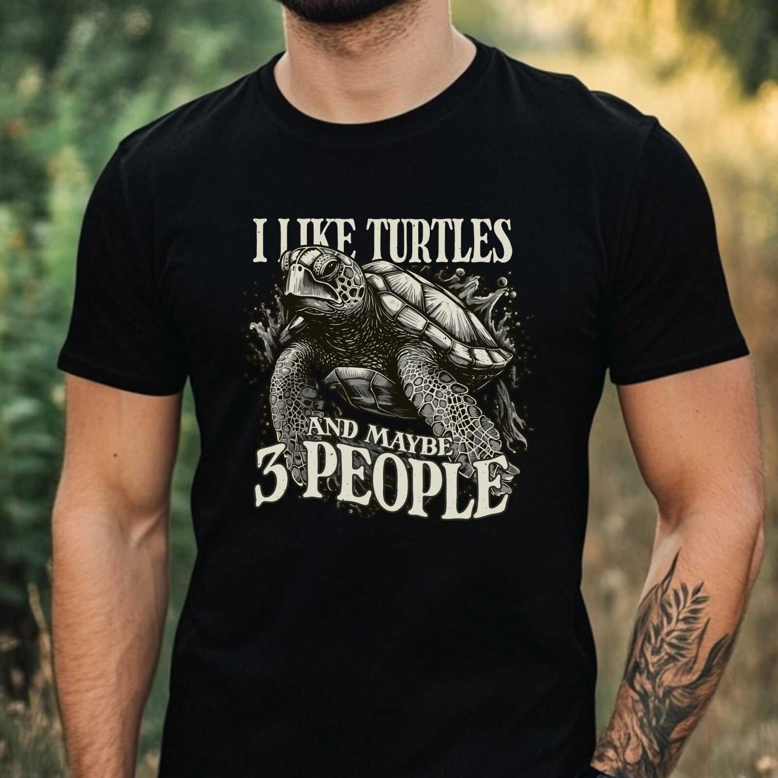 Mens Turtle Print Cotton T-Shirt Size XS to 5XL- L
