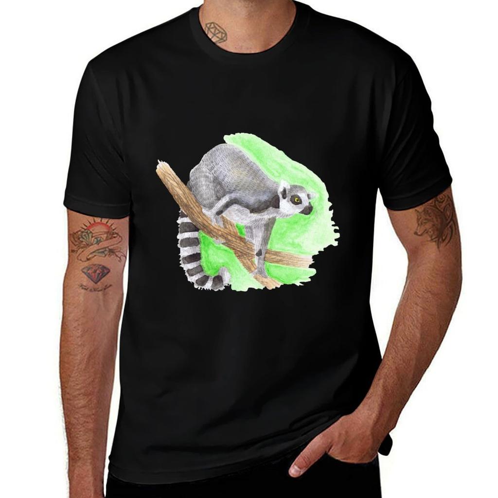 Ringtailed Lemur Tshirt Simple Casual Short Sleeve Tee