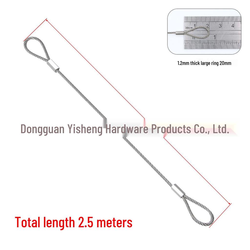 304 Stainless Steel Wire Rope Slings with Double Buckle Crimping Head for Rigging and Lifting.