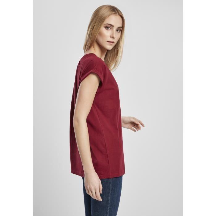 Women's T-shirt - Urban Classics - Organic Extended Shoulder - Bordeaux - Short Sleeves - Organic Cotton