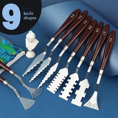 9 Stück Blumenkunst Spachtel Texturmesser Kunst Palettenmesser Sonderform Spachtel Ölmalerei Acrylfarbe Werkzeug für Kunststudenten