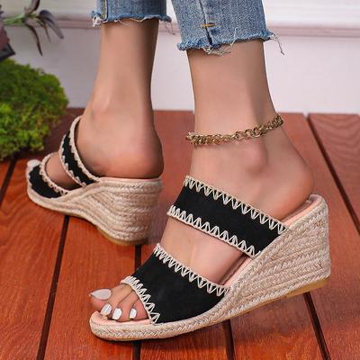 Fashion Espadrille Wedge Heel Sandals for Women Summer 2025 Lightweight Peep Toe Slippers Woman Chunky Platform Casual Sandalias