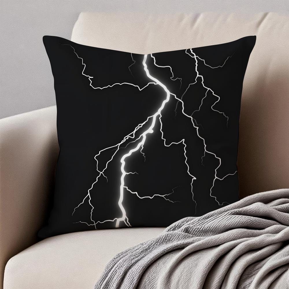 night lLightning Cushion Cover Pillowcase Antidustmite Invisible Zipper Short Plush Sofa Cushion