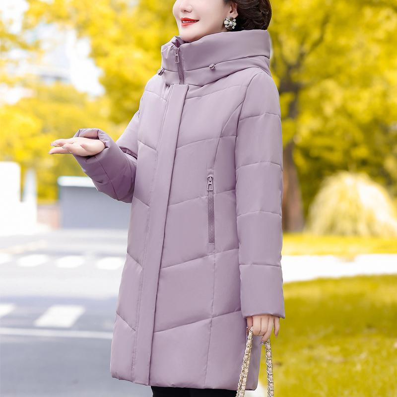 Plus Size Middle Age Women's Long Down Coats Winter Vintage Prakas Hooded Elegant Thick Warm Puffer Jackets Woman Outerwears