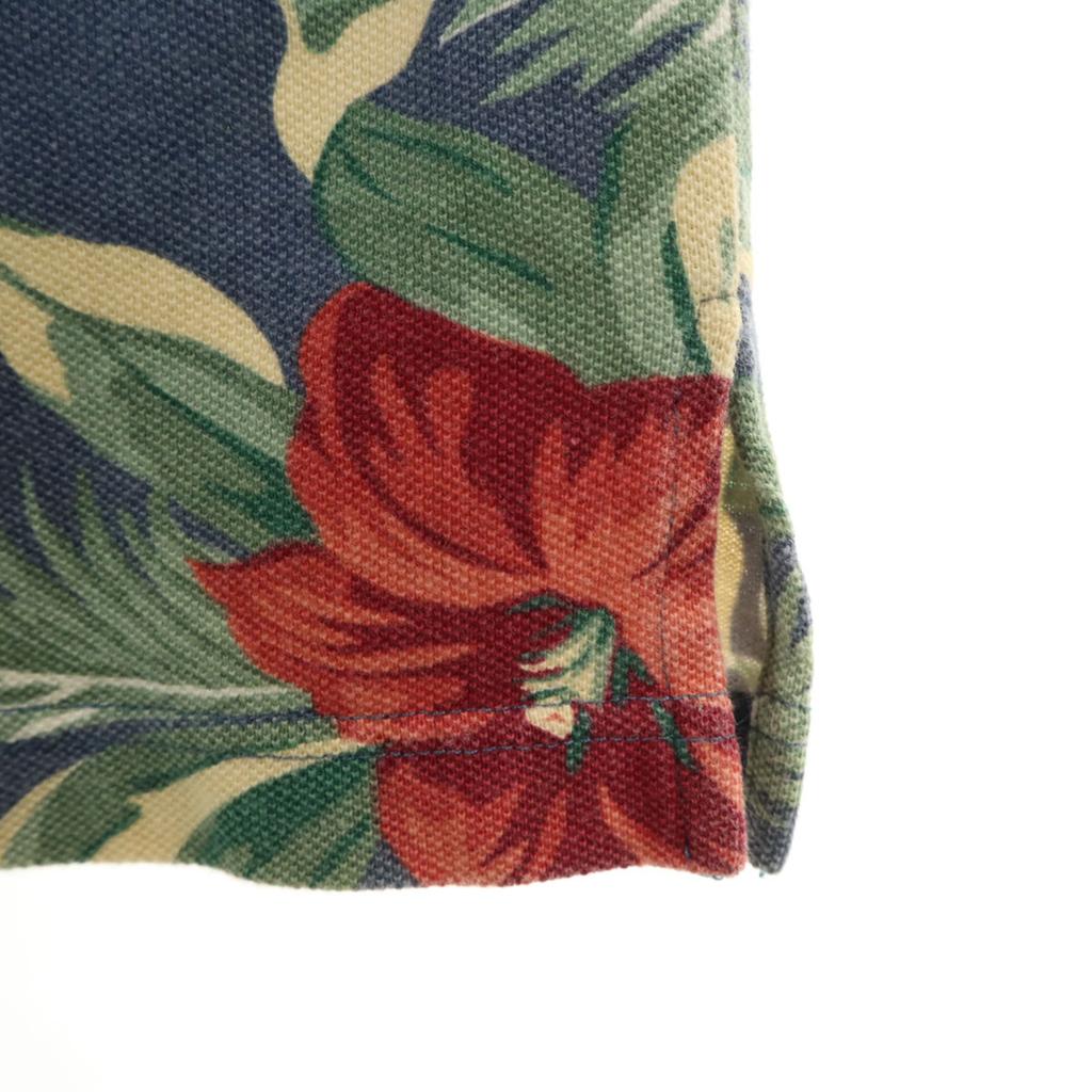 L.L.BEAN Floral Short Sleeve Polo Shirt SM Navy Kanoko Outdoor Men's Used