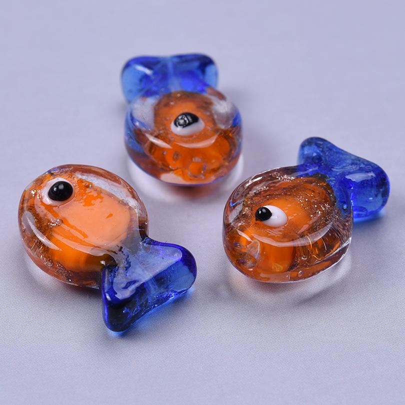 12pcs/Lot Mixed Patterned Stripe Fish Beads For Jewelry Making Supplies Cute Animal Glass Spacer Bead Handmade Bracelets Anklets