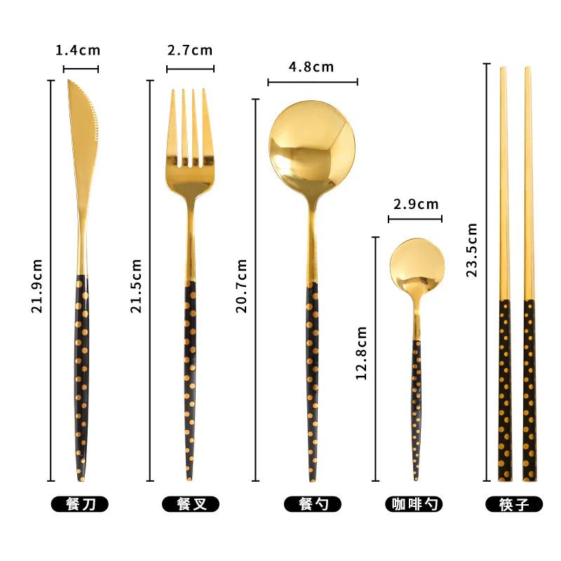 Punti Pois Creativi Nuovo Acciaio Inossidabile Stoviglie Occidentali Portoghesi Regalo Forchetta e Cucchiaio all'Ingrosso Coltello per Pasto Principale Hotel Posate