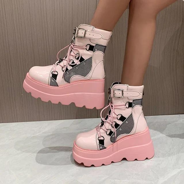 Women's Boots 2024 Autumn Women Ankle Boots Platform Wedges High Heels Short Boots New Design Zip Cosplay Shoes of Women