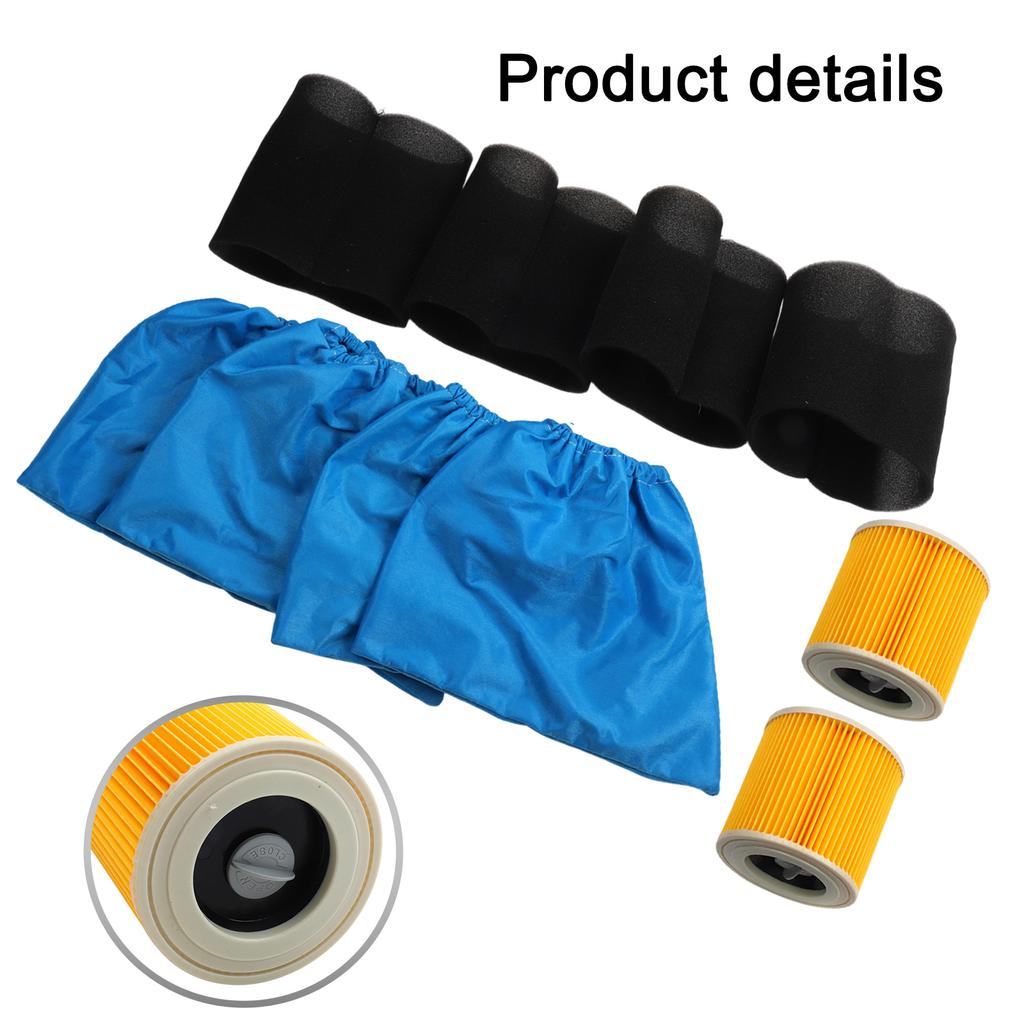 1 Set For KARCHER MV1 MV2 WD1 WD2 WD3 HEPA Filter And Textile Filter Bag Vacuum Cleaner Accessories Replacement Parts