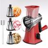 Multi-Function Rotary Cutter, Veggie Slicer, Cheese Shredder, 3-In-1 Interchangeable Blades Rotary Grinder With Hand Crank