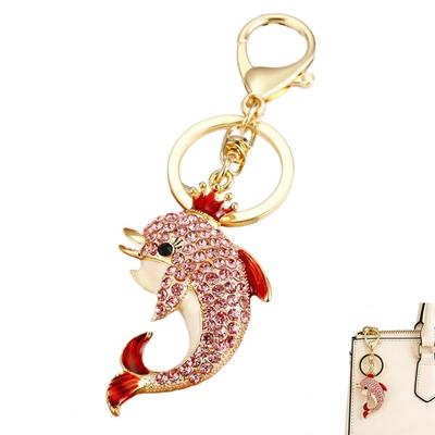 Llavero de Mochila Delfín Brillante con Pedrería Llavero Encanto Corona Portallaves Decorativo Cartera Accesorio para Mochila para Coche