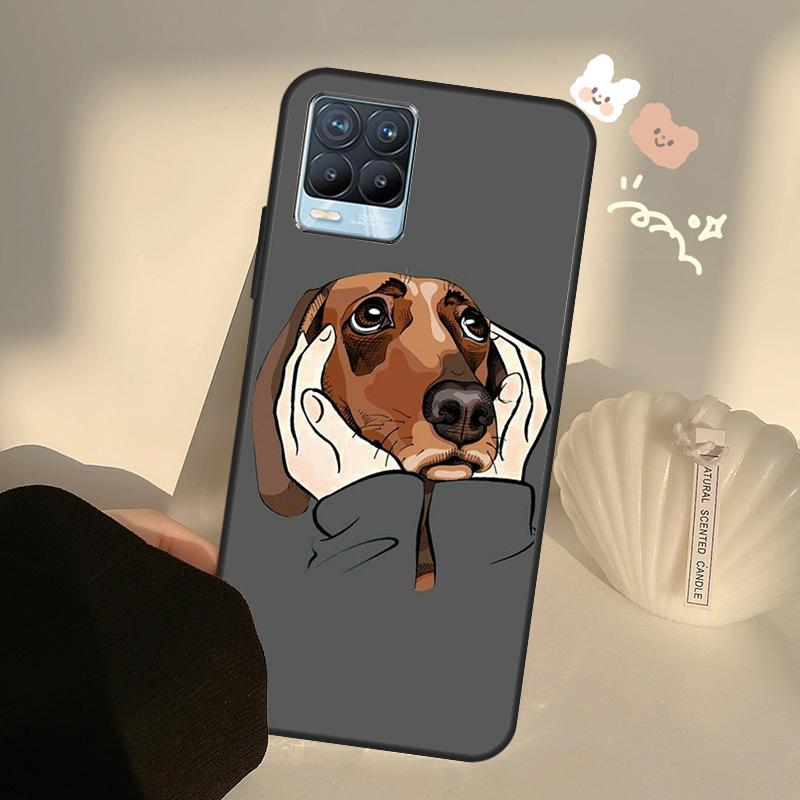 Cartoon Dachshund Sausage Dog Case For OnePlus 10 9 Pro 8T 9R Nord2 Cover For Realme GT Neo 2 3 GT Master 8i 9i 8 Pro