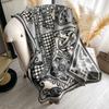 Classic Letter Thousand Bird Grid Imitation Cashmere Scarf Women'S Winter Thickened Double-Sided Air Conditioner Shawl Scarf Women