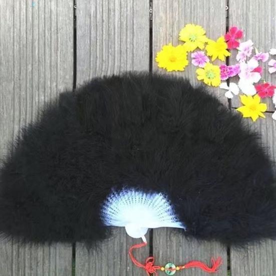 Vintage Feather Folding Fan Wedding Party Bride Hand Held Fan Portable Summer Fan Decoration Dance Performance Props Party Accessories