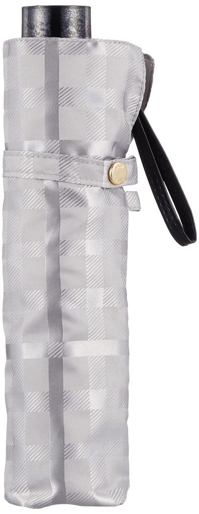 Daks MOONBAT Folding Polyester Dyed Jacquard Check Rib Approximately Product Women's Umbrella, Pattern, Gray, Length 55cm, Number