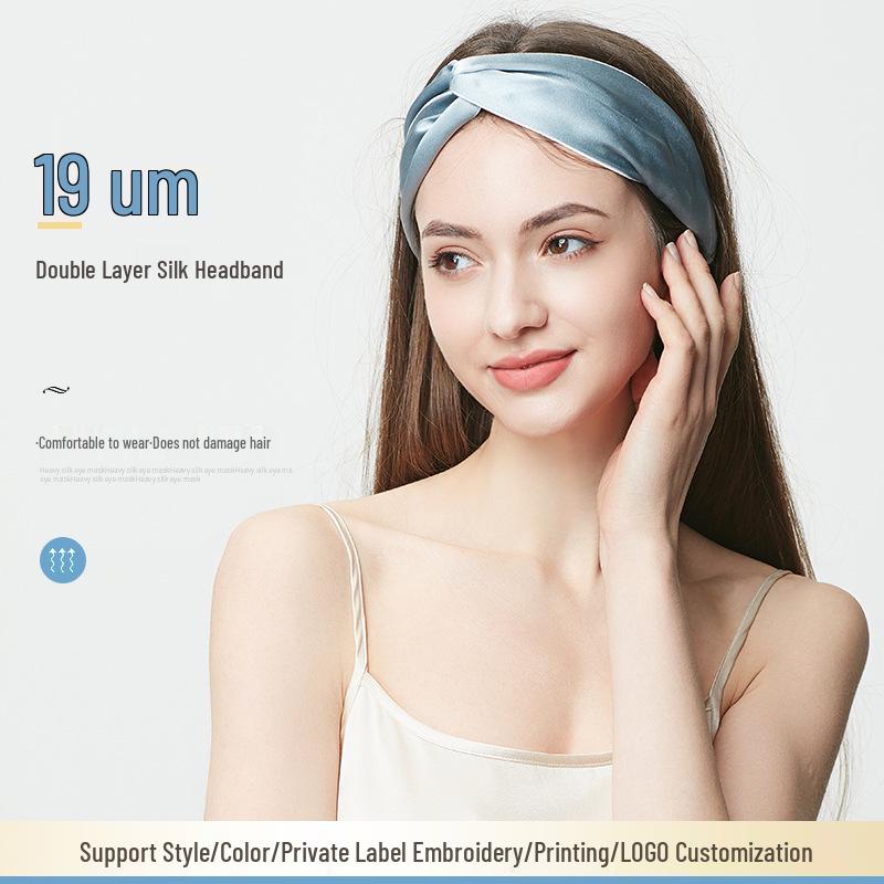 19 Momme Double Layer Silk Headband - 100% Mulberry Silk Hairband for Women, Perfect for Face Washing and Hair Styling