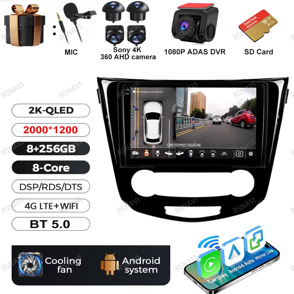 Car Radio Android 16 For Nissan Qashqai 2 J11 X-Trail T32 Rogue 2013-2021 Head Unit GPS Wireless Carplay Auto Autoradio DVD QLED