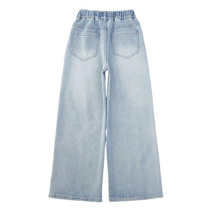 Blugi pentru fete Pantaloni pentru copii de primăvară și toamnă Pantaloni de damă la modă cu picioare largi drepte