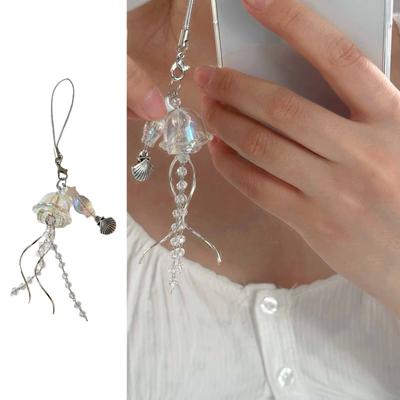 Pingente de Chaveiro para Celular de Água-viva Alça de Celular Corrente de Celular com Textura Acrílica Adequado para Entusiastas de Moda Presente