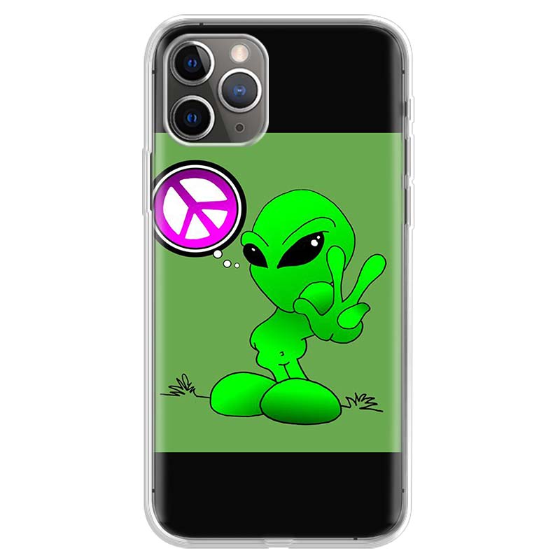 Cute Cartoon Alien Space Funny Art Soft Phone Case For IPhone 18 11 17 Air 16E 16 Pro Max 15 + 14 Plus 13 Mini 12 Apple 7 SE 8 Fund