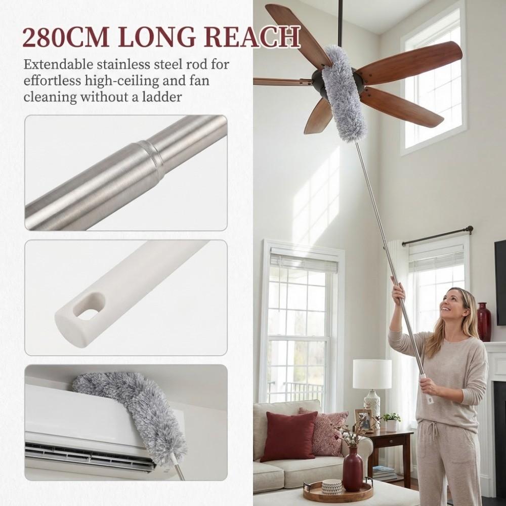 Efficient Extendable Duster Washable Fiber Cleaning Duster Bendable Static Adsorption Home Cleaning Tool Dust Removal