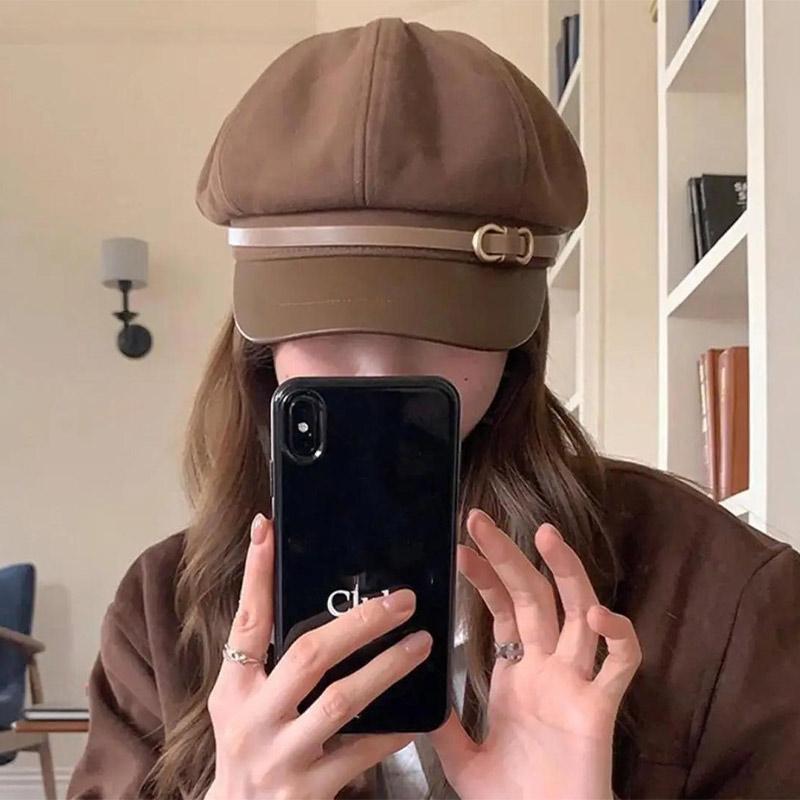 Retro British Style Beret For Women Versatile Octagonal Newsboy Cap For Big Head Circumference Spring Autumn Hat Women's Hat