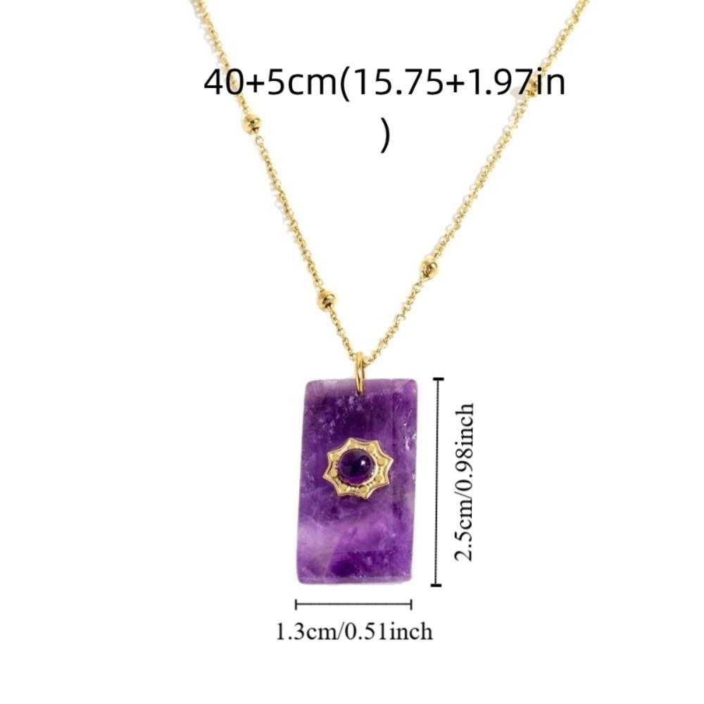 Pendant Square Neck Chain Vintage Sweater Chain Korean Chic Sun Stone Necklace  Women
