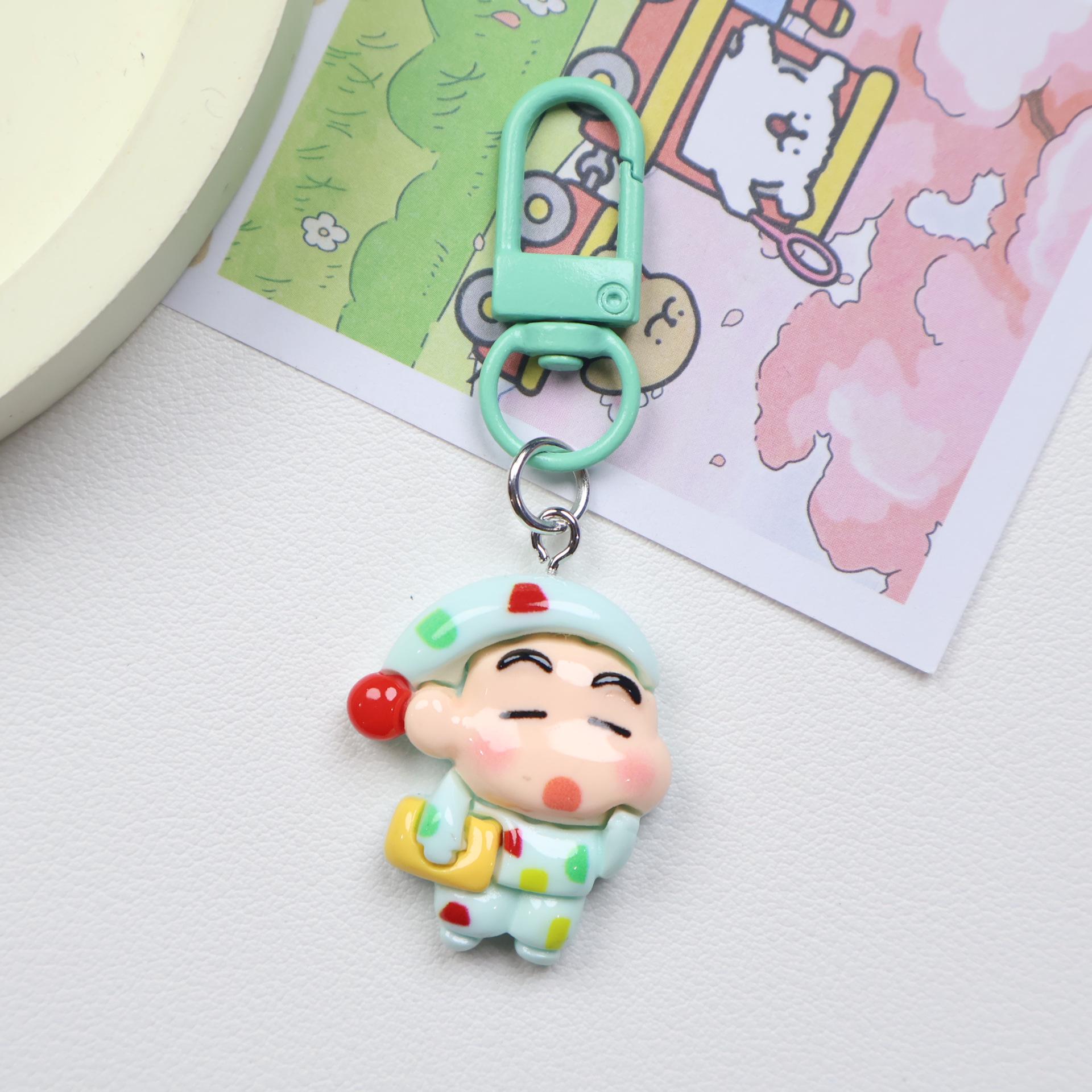 Crayon Shin-chan Cartoon Keychain Pendant - Girly Heart Backpack Ornament & Best Friend Gift Accessory.