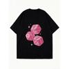 Übergroßes T-Shirt Schwarz Pink Würfelmuster Lässig Streetwear Mode Damen Sommer Top