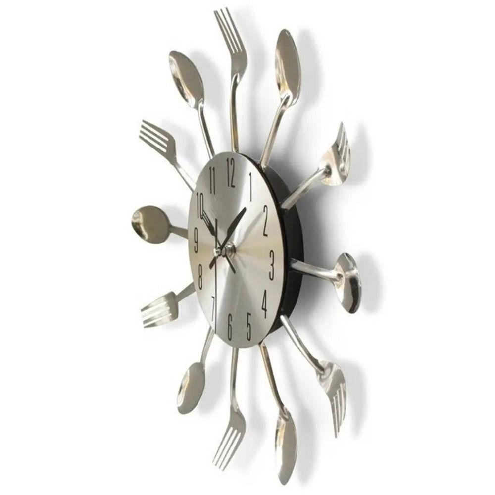 3D Spoon Fork Wall Clock Removable Metal Clock Household Decoration Decorative Horloge Restaurant