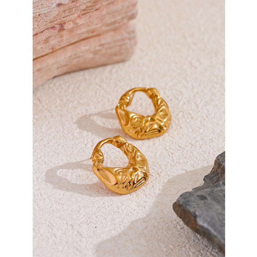 Yhpup Bag Shape Creative Stainless Steel Metal Statement Stud Earrings 18K Gold Color Plated High Quality Unusual Jewelry