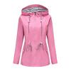 Women's Long Sleeve Hooded Jacket Drawstring Loose Fit Casual Windbreaker Raincoat Outerwear