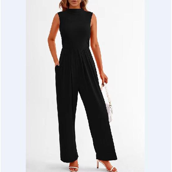 New Fashionable And Elegant Casual High Waisted Printed Wide Leg Jumpsuit For Women'S Summer Formal Attire