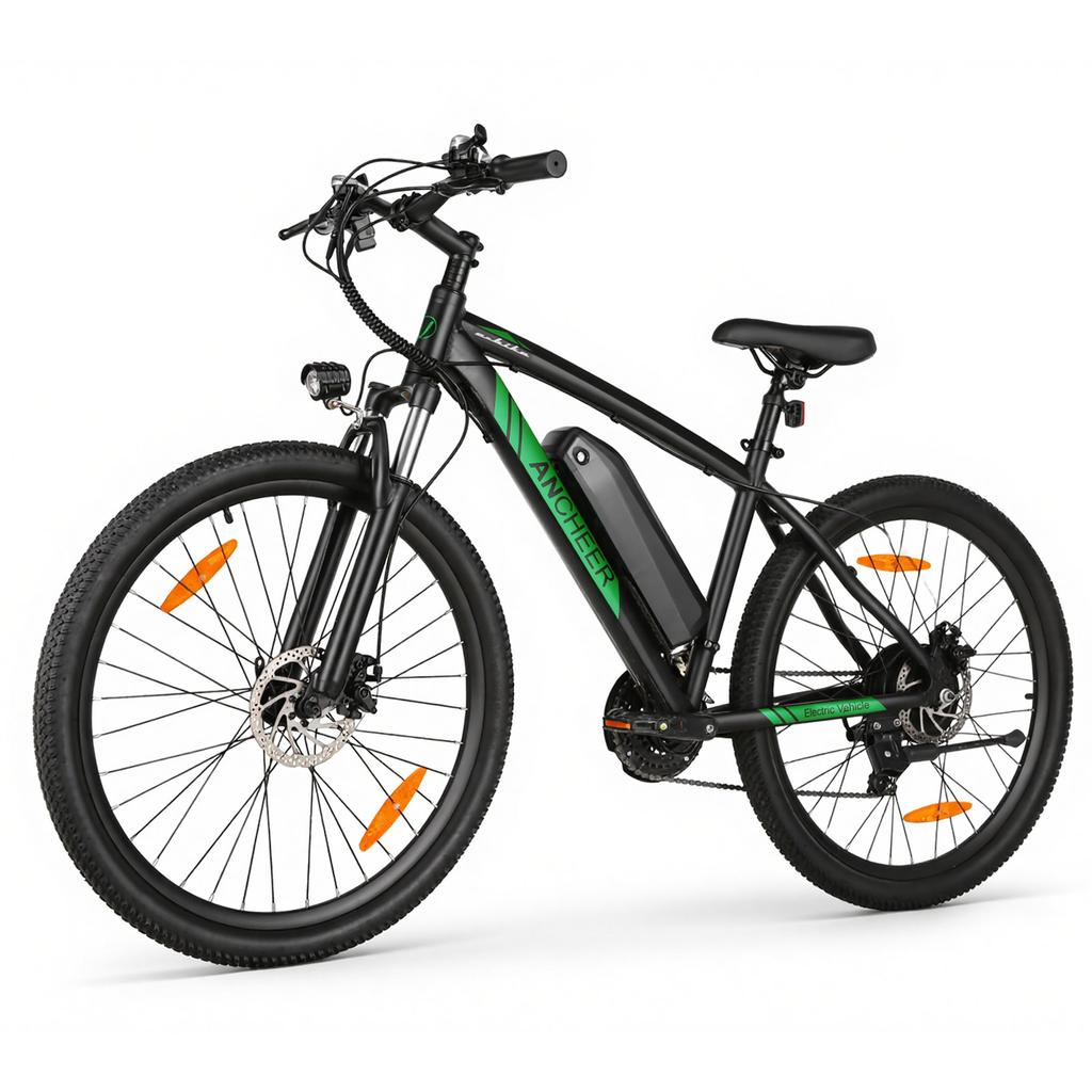 ANCHEER 27.5 inch electric bicycles with 250W motor, 36V 10.4Ah replaceable battery, e-MTB