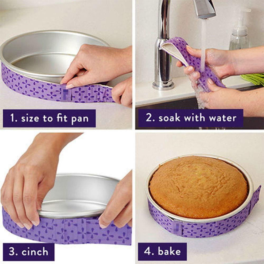 2/4Pcs Purple Baking Tray Protection Strap Cloth Bake Strip Belt Cake Pan Strips  Kitchen Gadgets